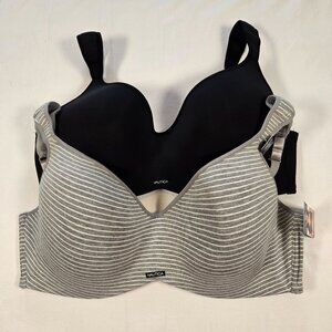 Nautica Intimates 40DD 2-Pack Lightly Lined‎ Wire-Free Strap Bras Black & Grey